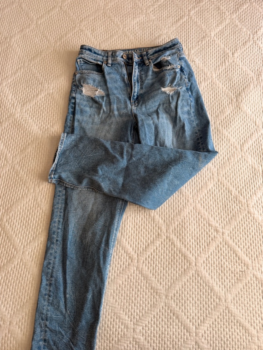 American Eagle Outfitters Straight Leg Blue Distressed Jeans